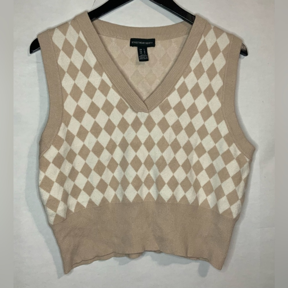Streetwear Society Beige Checkered Vest